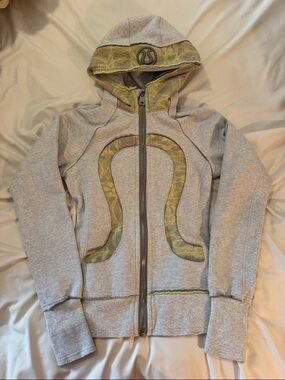 lululemon athletica Gray and Yellow Hooded Zip Sweater